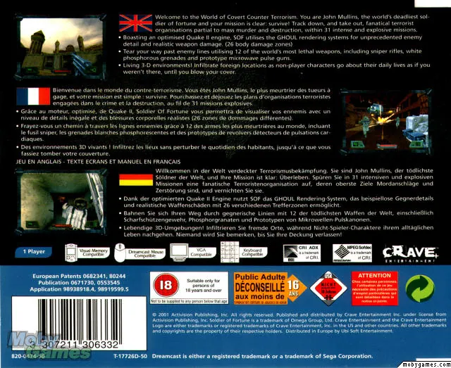 Скриншот Soldier of Fortune v1.001 (2001)(Crave)(NTSC)(US)[!].chd